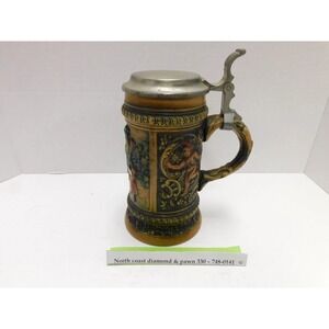Gerz W Germany Stoneware Beer Stein Cherubs Relief Pewter Lid Collectible  DW772